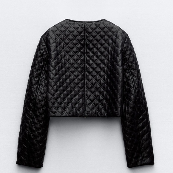 Zara Cropped Faux Leather Quilted Jacket - Size M Brand new no tag - Picture 2 of 16
